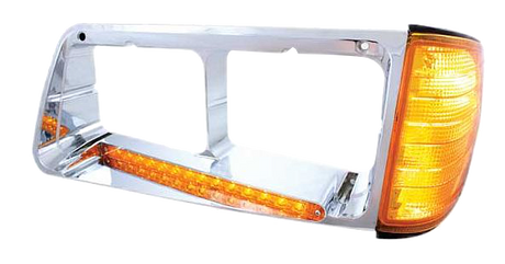 Freightliner FLD 120 (1989-2009) - Headlight Bezel With 19 LED Strip Light and Turn Signal