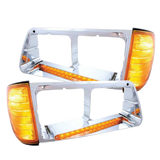Freightliner FLD 120 (1989-2009) - Headlight Bezel With 19 LED Strip Light and Turn Signal