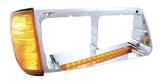 Freightliner FLD 120 (1989-2009) - Headlight Bezel With 19 LED Strip Light and Turn Signal