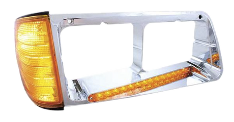 Freightliner FLD 120 (1989-2009) - Headlight Bezel With 19 LED Strip Light and Turn Signal