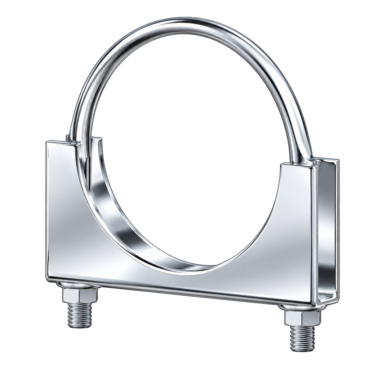 Chrome-Plated Exhaust Clamp with Flat U-Bolt | Heavy-Duty Truck Exhaust Systems