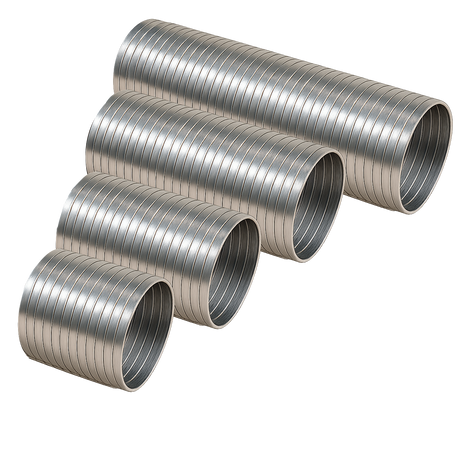 4 Or 5 Inch ID Flex Tubing - 304 Stainless Steel - 12 to 36 Inch Lengths