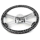 18 Inch Lightning Design Wood Steering Wheel With 4 Spoke Chrome Center