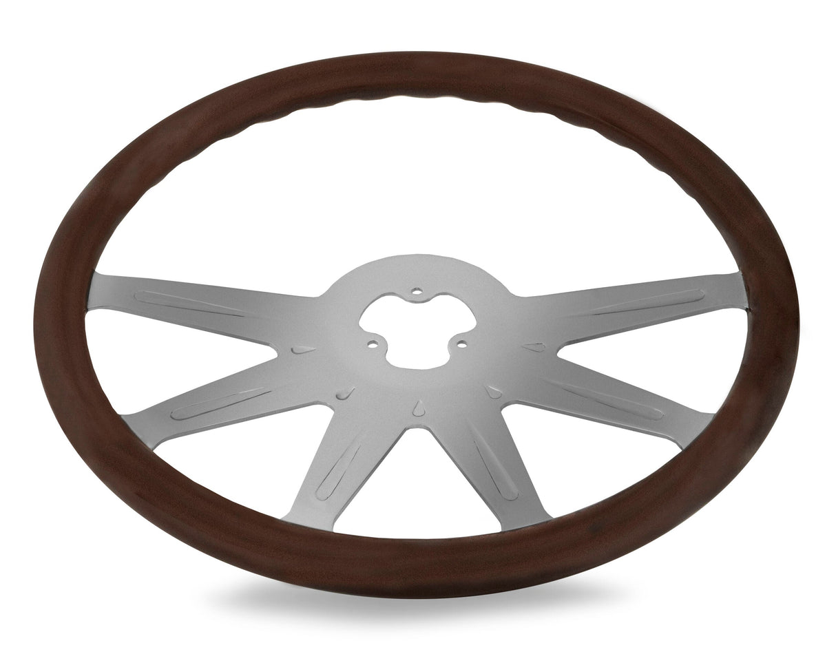 18 Inch Wood Steering Wheel with Stellar Spoke Style