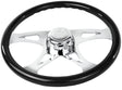 Black Wood Steering Wheel with Chrome Design Spokes