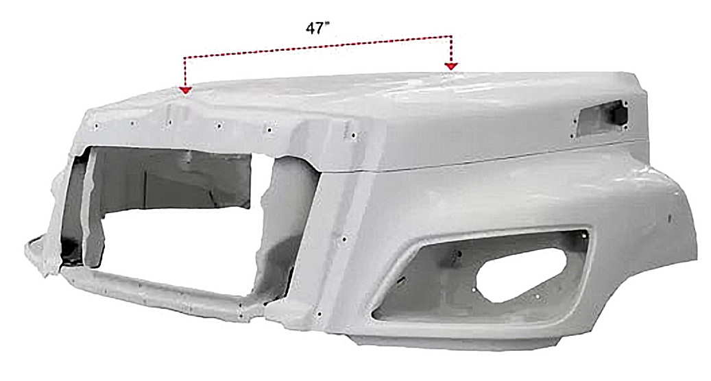 Hino 238 258 268 And 338 - 50 Inch Fiberglass Hood With Long Grille