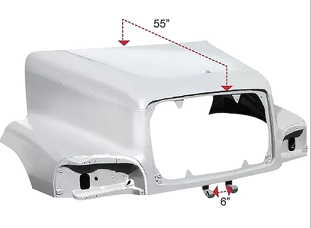 Freightliner Century Class 120 1996 To 2005 - 55 Inch Fiberglass Hood