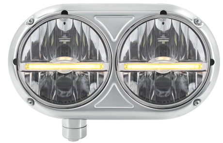 Peterbilt 359 - Stainless Steel Headlight Assembly & LED Headlights With LED Position Light