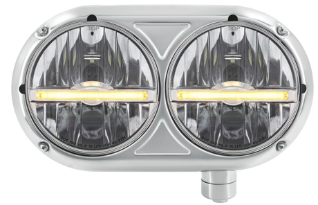 Peterbilt 359 - Stainless Steel Headlight Assembly & LED Headlights With LED Position Light