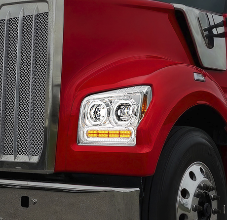 Kenworth W990 (2019-2024) - High Power 10 LED Headlight With 24 LED Turn & 100 LED Halo
