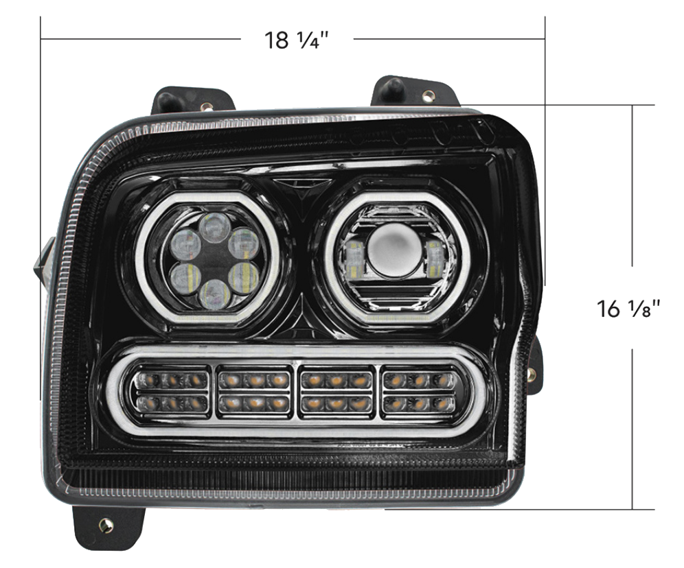 Kenworth W990 (2019-2024) - High Power 10 LED Headlight With 24 LED Turn & 100 LED Halo