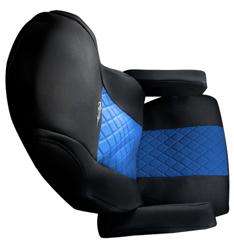 Freightliner Cascadia 2008 and Newer - RigGear Napa Faux Leather Seat Cover Set Blue