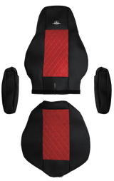 Freightliner Cascadia 2008 and Newer - RigGear Napa Faux Leather Seat Cover Set Red