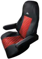 Freightliner Cascadia 2008 and Newer - RigGear Napa Faux Leather Seat Cover Set Red
