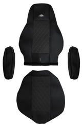 Freightliner Cascadia 2008 and Newer - RigGear Napa Faux Leather Seat Cover Set Black