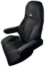 Freightliner Cascadia 2008 and Newer - RigGear Napa Faux Leather Seat Cover Set Black