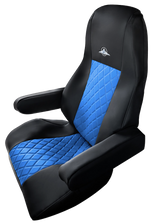 Freightliner Cascadia 2008 and Newer - RigGear Napa Faux Leather Seat Cover Set Blue