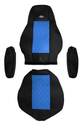 Freightliner Cascadia 2008 and Newer - RigGear Napa Faux Leather Seat Cover Set Blue