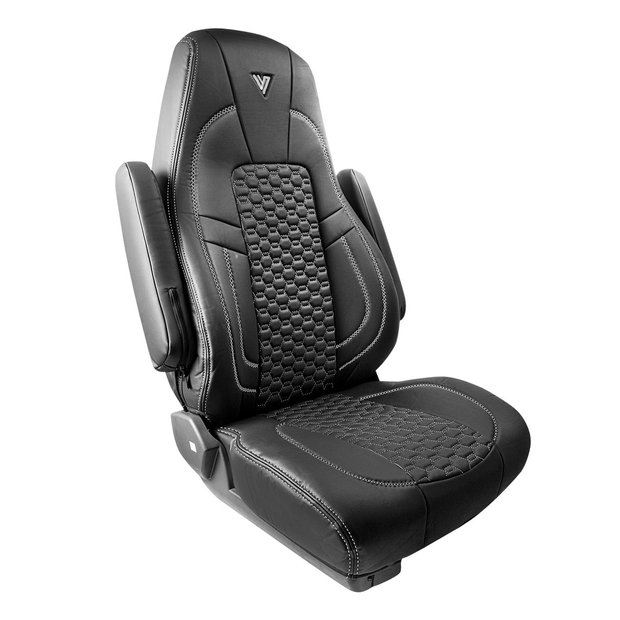 Freightliner Cascadia High Back 33 Inches Faux Leather Semi Truck Seat Cover – Black / Gray