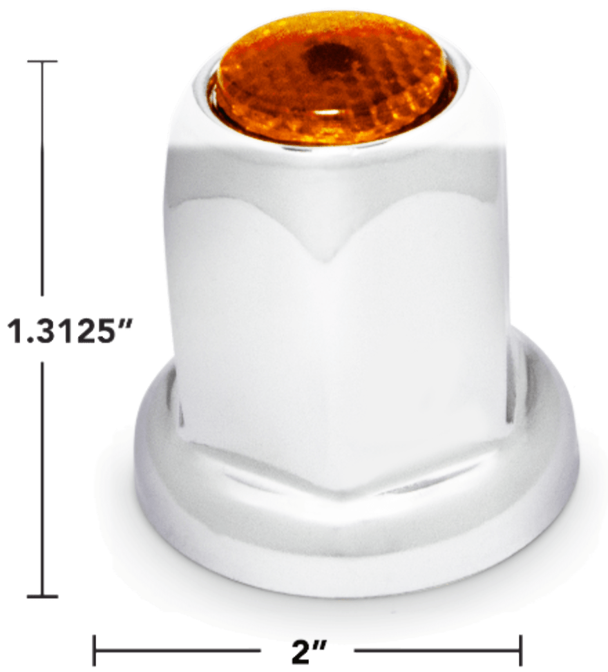 Amber Reflector 33mm Push - On Chrome Lug Nut Cover - HD Truck Source