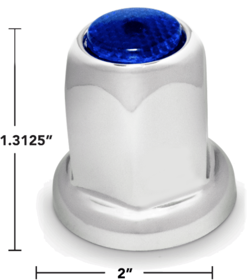 Blue Reflector 33mm Push - On Chrome Lug Nut Cover - HD Truck Source
