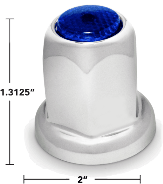 Blue Reflector 33mm Push - On Chrome Lug Nut Cover - HD Truck Source