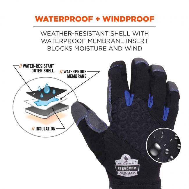 Ergodyne 817WP Black Waterproof Winter Work Gloves - HD Truck Source