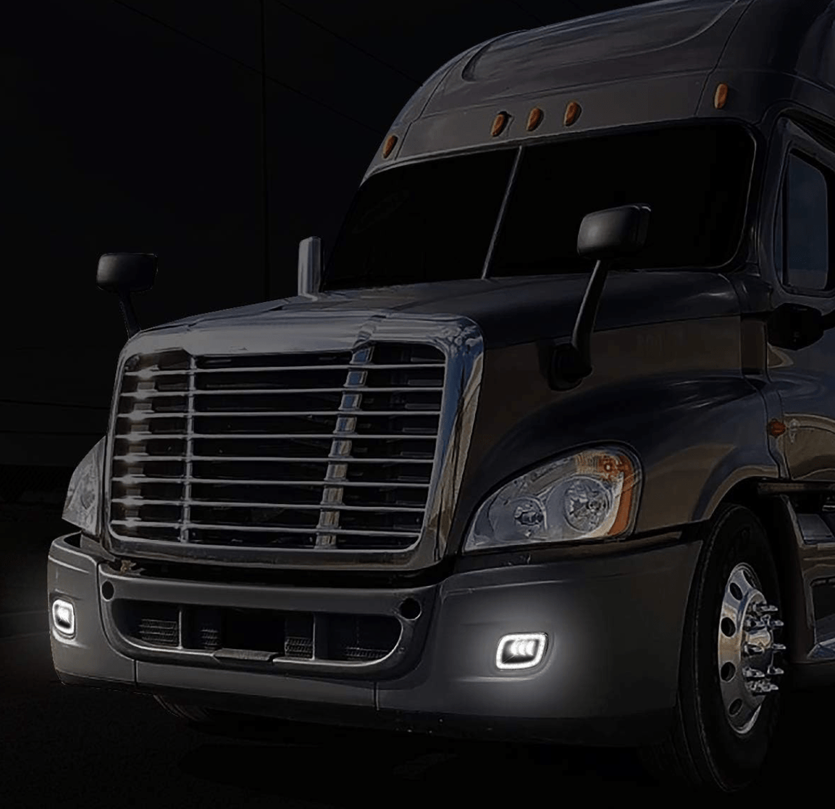 Freightliner Cascadia 2008 - 2017 - Black Fog Light With Halo - HD Truck Source