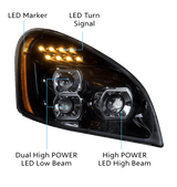 Freightliner Cascadia 2008 - 2017 - Blackout LED Headlight Set - HD Truck Source