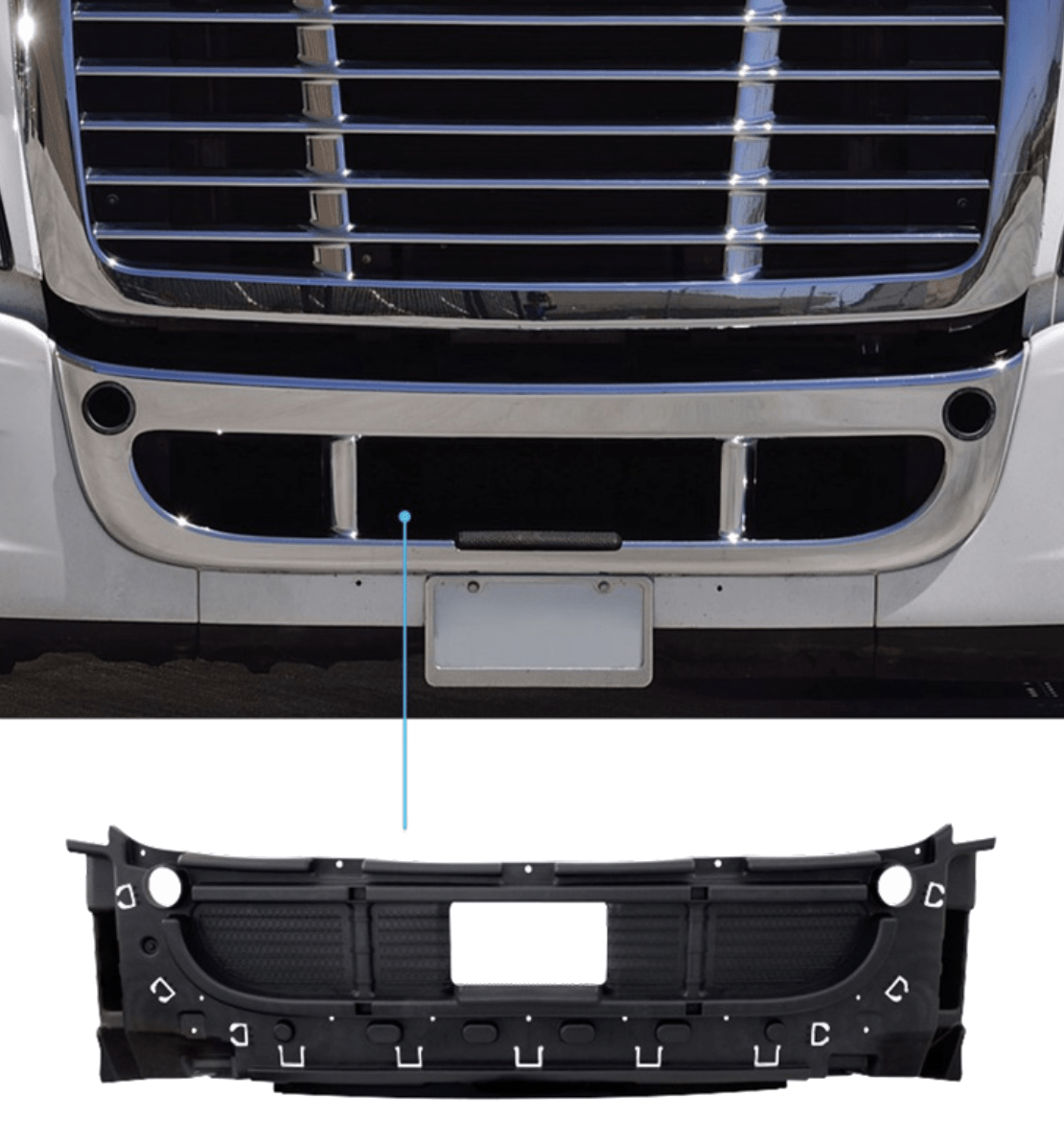 Freightliner Cascadia 2008 - 2017 - Center Bumper Inner Reinforcement Without OEM Radar - HD Truck Source