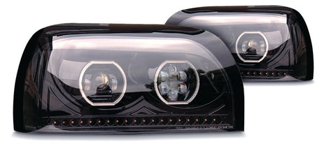 Freightliner Century LED Headlight w/Sequential Turn Signal Black (Driver) - HD Truck Source