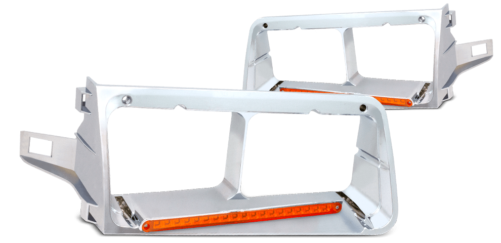 Freightliner FLD 120 Headlight Bezel w/14 Amber LED (Driver) - HD Truck Source
