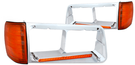 Freightliner FLD 120 Headlight Bezel w/LED Side Turn Signal (Driver) - HD Truck Source