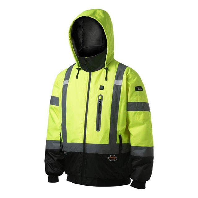 Hi - Vis Heated Bomber Jacket - Yellow - Green - HD Truck Source