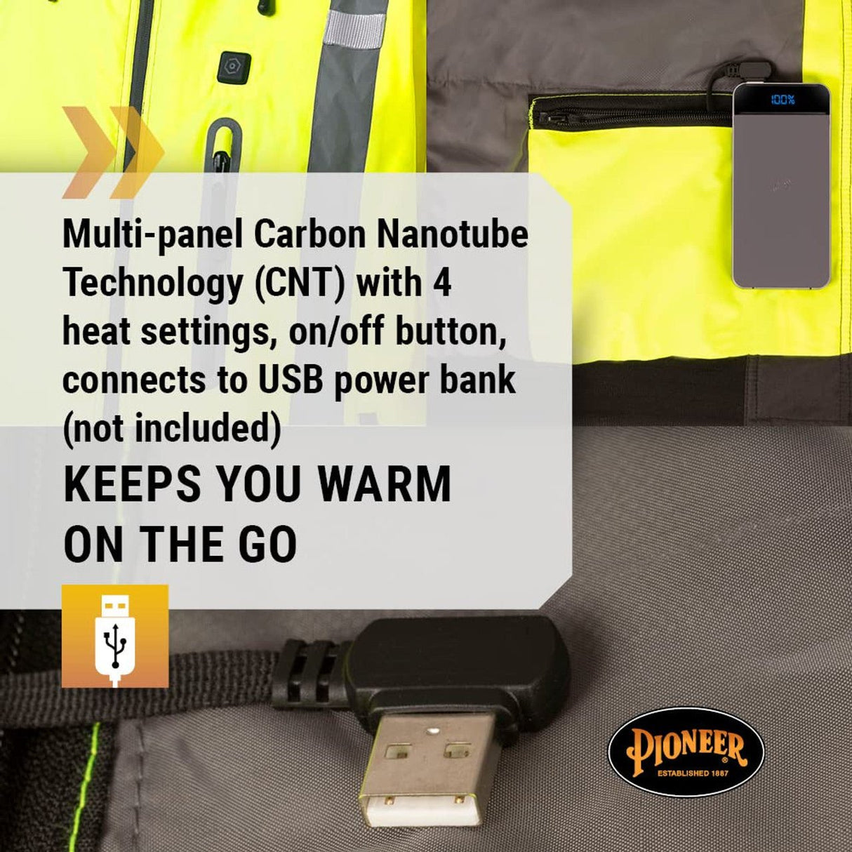 Hi - Vis Heated Bomber Jacket - Yellow - Green - HD Truck Source