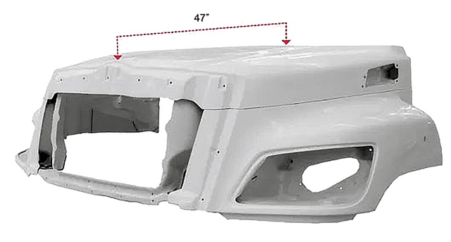 Hino 238 258 268 And 338 - 50 Inch Fiberglass Hood With Long Grille - HD Truck Source