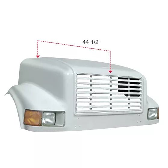 International 4900 1989 To 2001 44 - 1/2 Inch Fiberglass Hood With Headlights - HD Truck Source