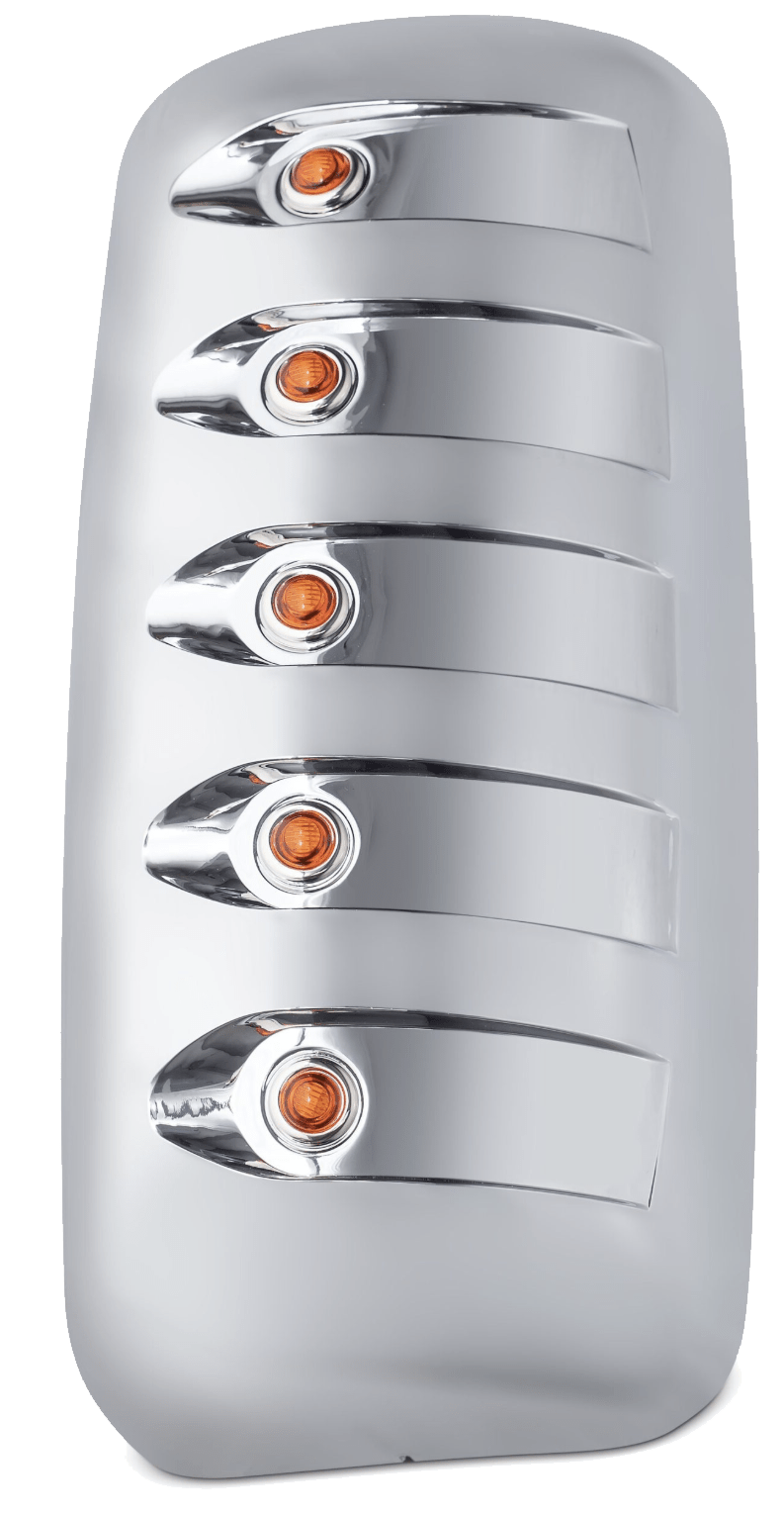 Kenworth T600 T800 - Chrome Plated Mirror Cover With LEDs - HD Truck Source