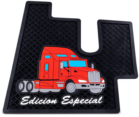 Kenworth T600/660 All Models Red Ribbed Rubber Floor Mats - HD Truck Source