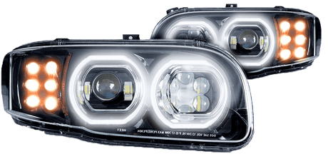 Peterbilt 388/389 LED Headlight w/Halo Black (Passenger) - HD Truck Source