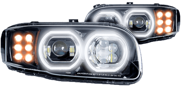 Peterbilt 388/389 LED Headlight w/Halo Black (Passenger) - HD Truck Source