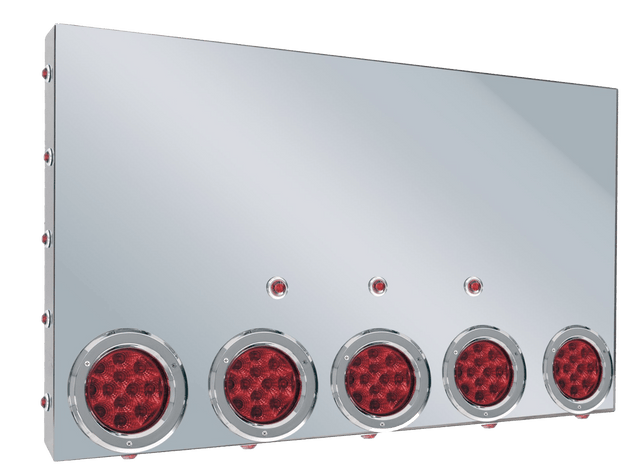 Rear Center Light Panel With Five 4 Inch Round and Eighteen 3/4 Inch LED Lights - HD Truck Source