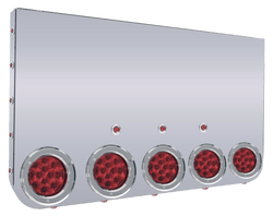 Rear Center Light Panel With Five 4 Inch Round and Eighteen 3/4 Inch LED Lights