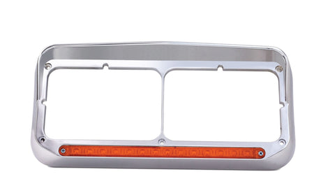 Rectangular Dual Headlight Bezel w/Visor & 14 Amber LED - HD Truck Source