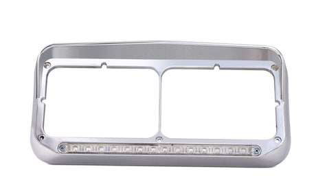Rectangular Dual Headlight Bezel w/Visor & 14 Clear Amber LED - HD Truck Source