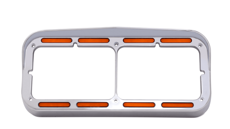 Rectangular Dual Headlight Bezel w/Visor & 32 Amber LED - HD Truck Source