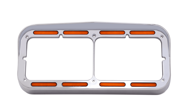 Rectangular Dual Headlight Bezel w/Visor & 32 Amber LED - HD Truck Source