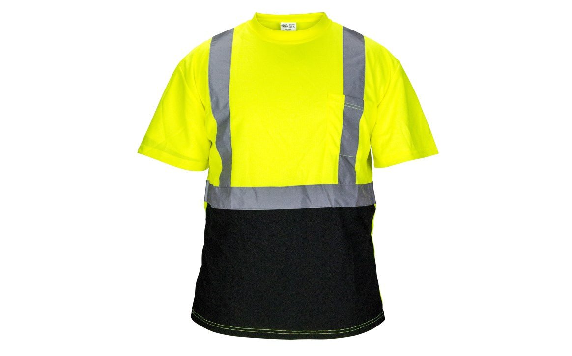 SAS Safety - Class - 2 Black Bottom Reflective Yellow T-Shirt - HD Truck Source