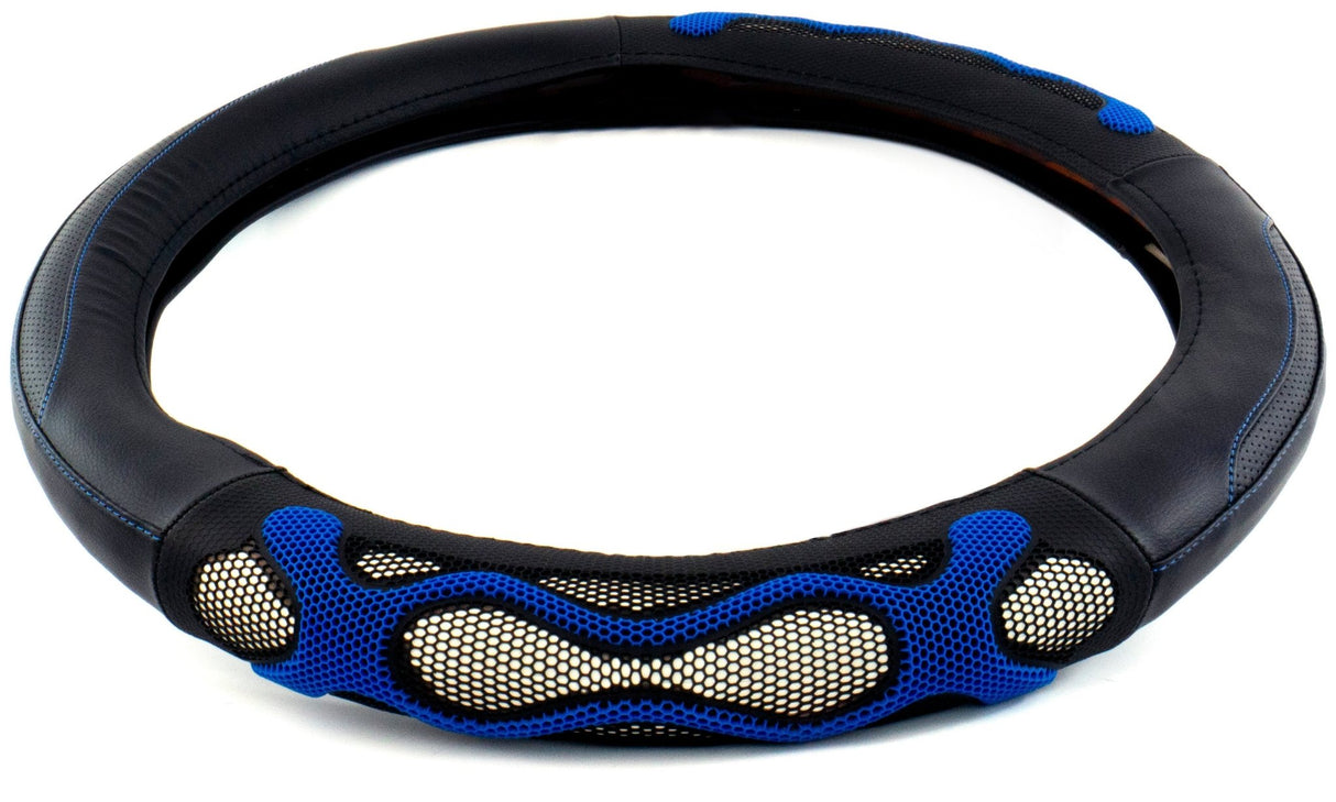 Semi Truck 18 Inch Black/Blue Waves Design Anti Slip Grip Steering Wheel Cover - HD Truck Source