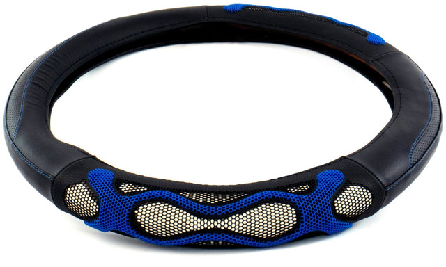 Semi Truck 18 Inch Black/Blue Waves Design Anti Slip Grip Steering Wheel Cover - HD Truck Source